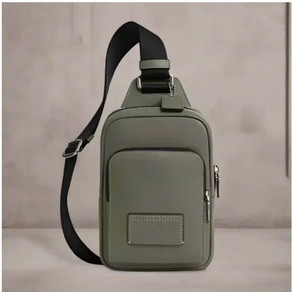 Coach Racer Sling Pack Army Green Leather Crossbody Bag CU252